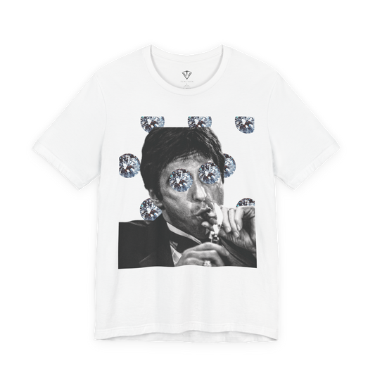 Tunl Visn “Diamond Kingpin” Tee — Miami-noir streetwear with Y2K chrome attitude.